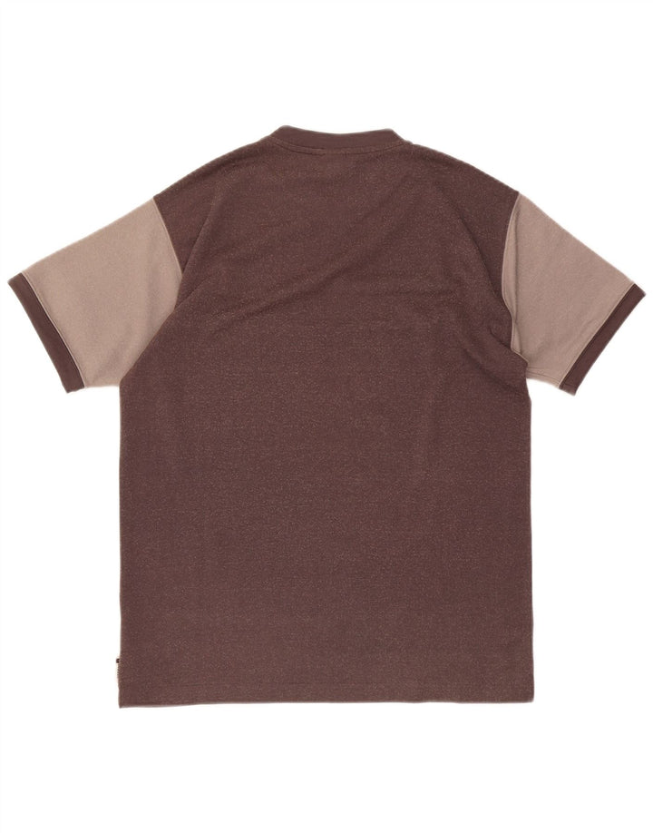 T-shirt męski Reebok, mały, brązowy, z blokami kolorów