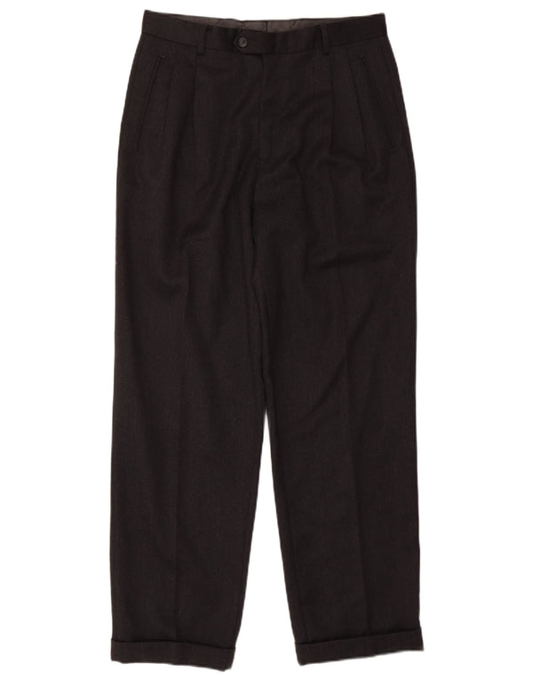 Męskie spodnie garniturowe COMERO IT 48 Medium W30 L30 Czarna wełna