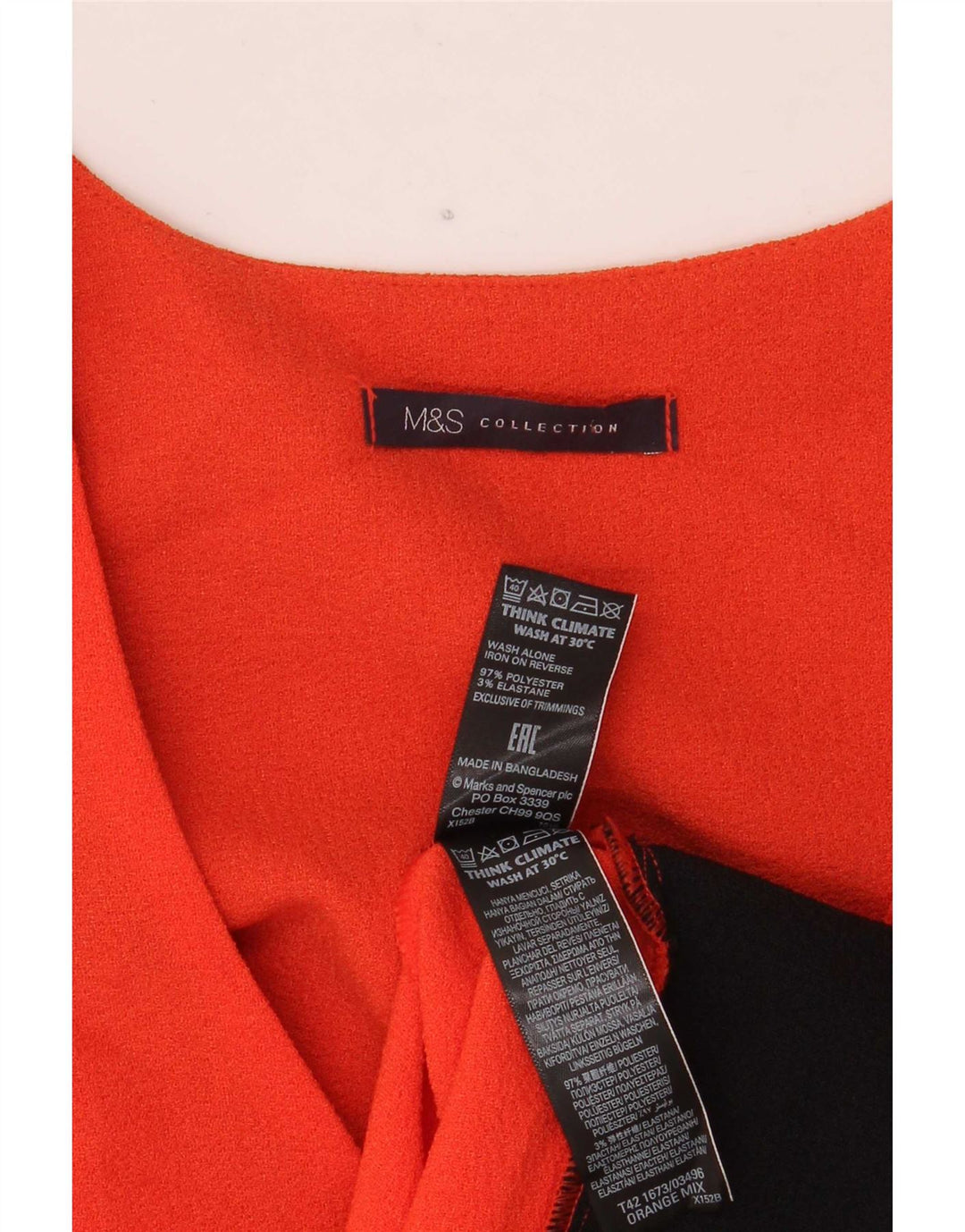Marks & Spencer Damska sukienka typu shift UK 10, mała, pomarańczowa, z blokami kolorów