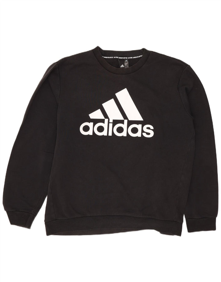 Męska bluza z grafiką ADIDAS, sweter XL, czarna, bawełniana