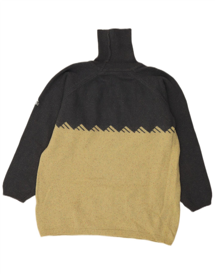 Adidas Męski sweter z golfem, mały, szary, wełniany blok kolorów