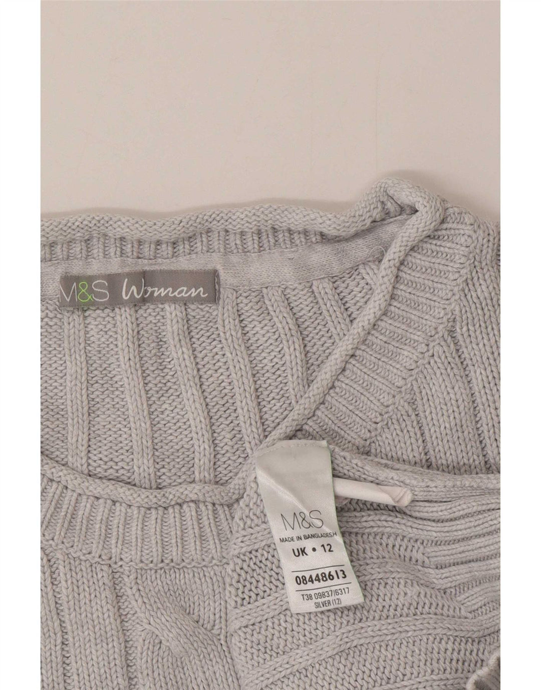 Marks & Spencer Damski sweter z okrągłym dekoltem, UK 12, średni niebieski, bawełniany