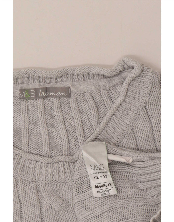 Marks & Spencer Damski sweter z okrągłym dekoltem, UK 12, średni niebieski, bawełniany