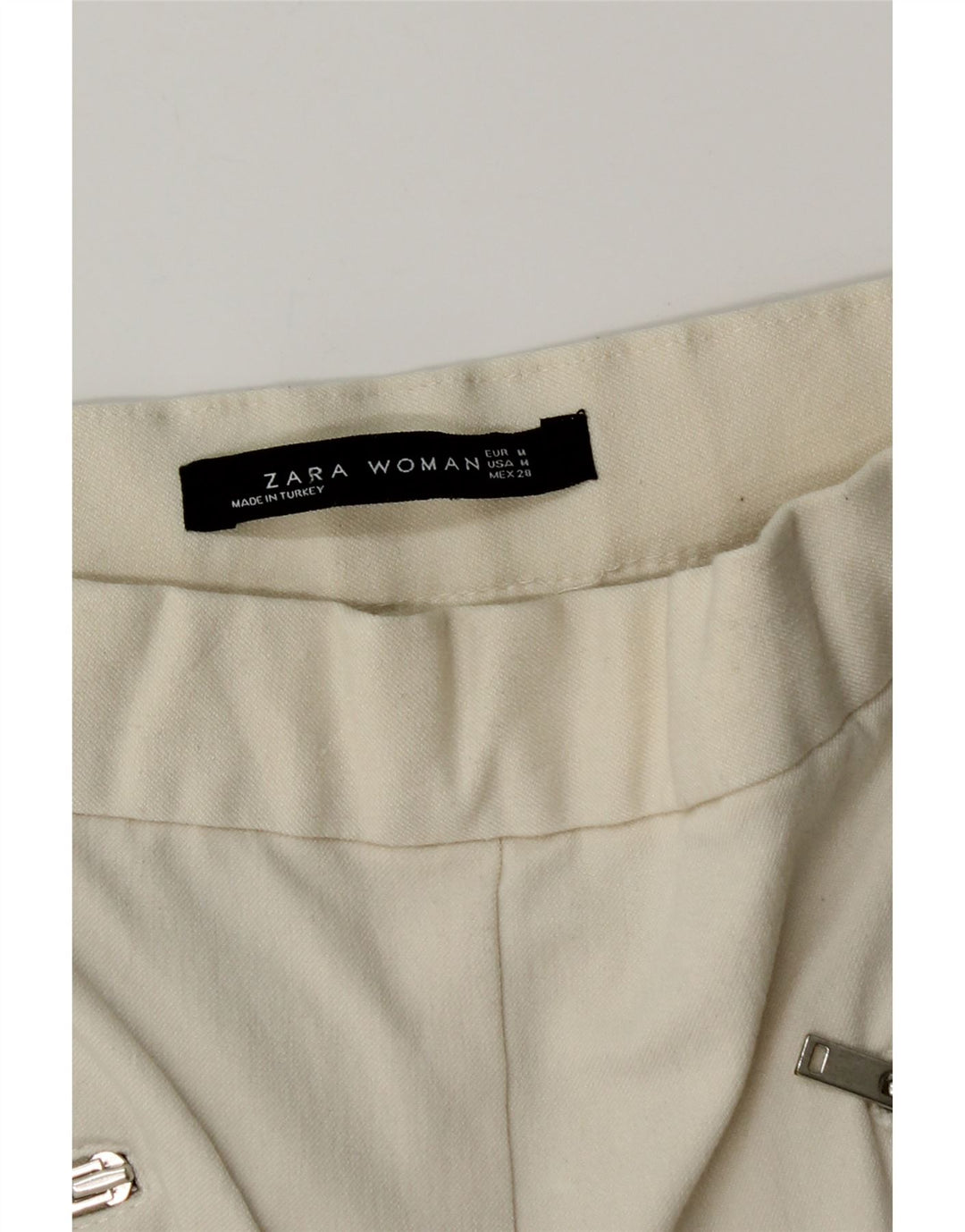 Damskie spodnie skinny casual ZARA, średnie W28 L28 Off White