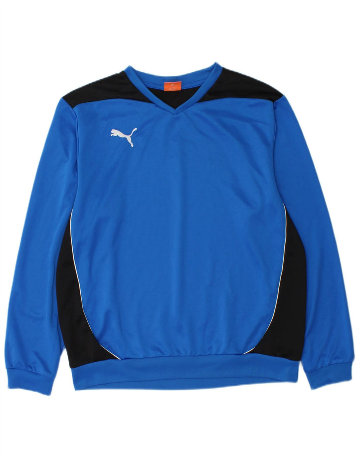 Męska bluza Puma Sweter, duży, niebieski, poliester z blokami kolorów