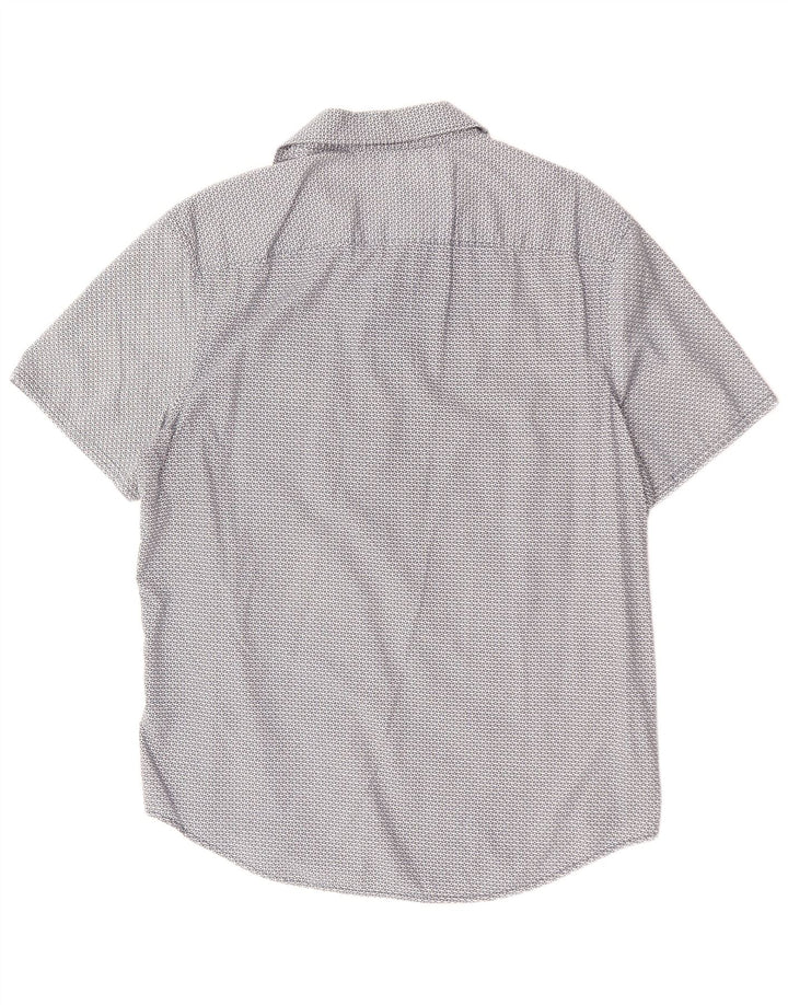 PENGUIN Męska koszula z krótkim rękawem Heritage Slim Fit, duża, niebieska, geometryczna