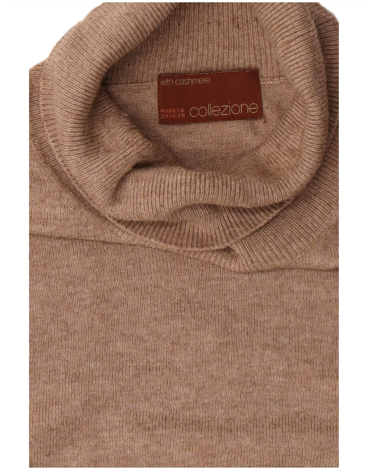 Marks & Spencer Męski sweter z golfem XL, beżowa wiskoza