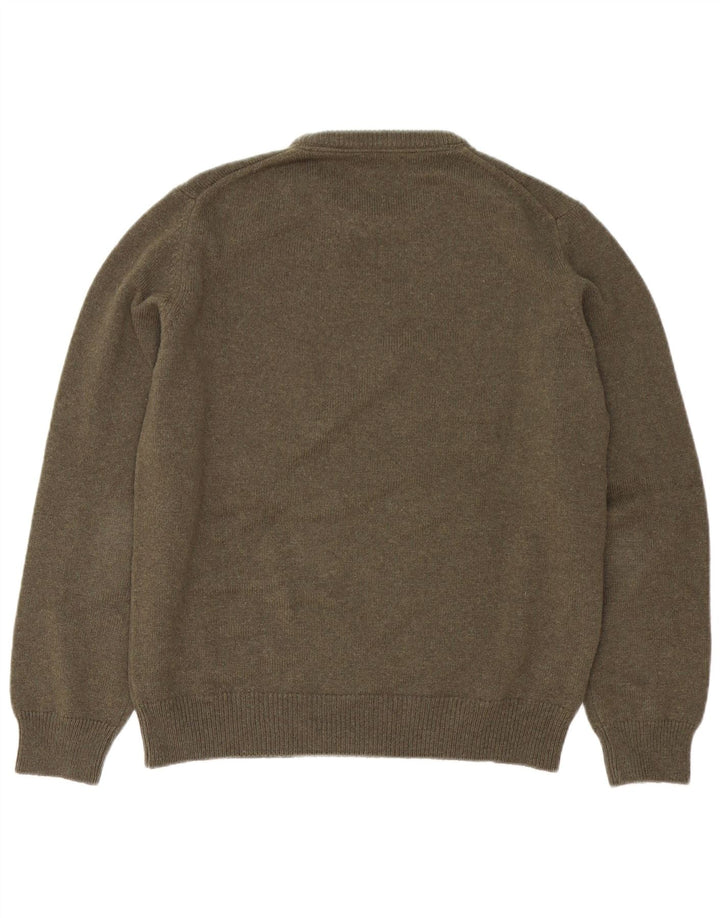 Męski sweter z okrągłym dekoltem Henry Cottons, duża, dziewicza wełna khaki