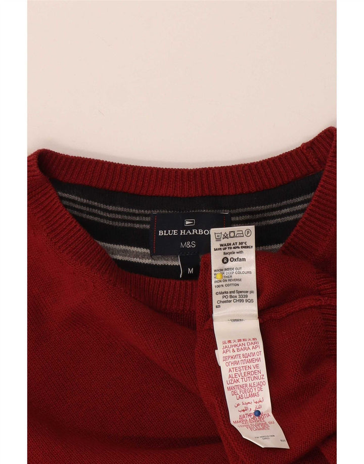 Męski sweter Marks & Spencer Blue Harbor z okrągłym dekoltem, średni czerwony