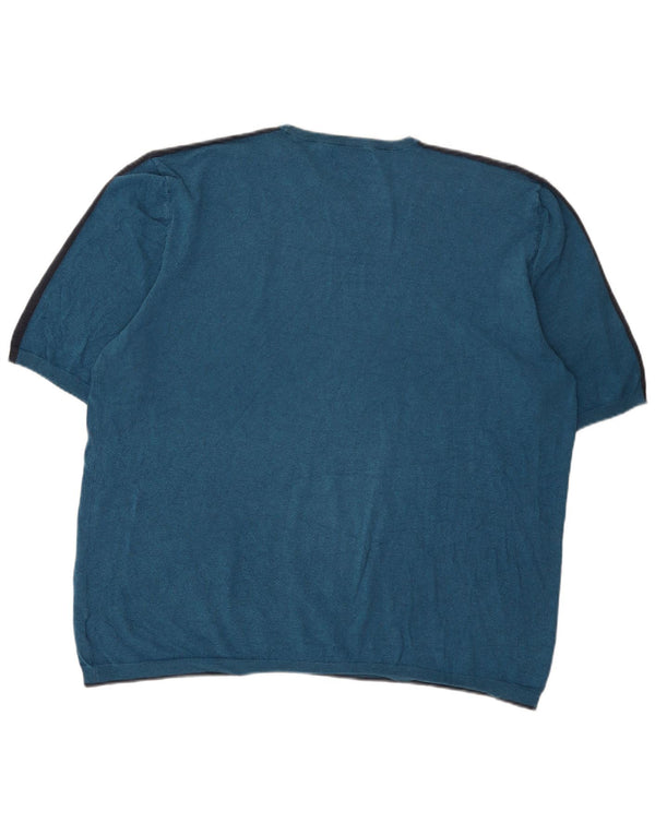 Marks & Spencer Mens T-Shirt Top 3XL Blue Colourblock Cotton