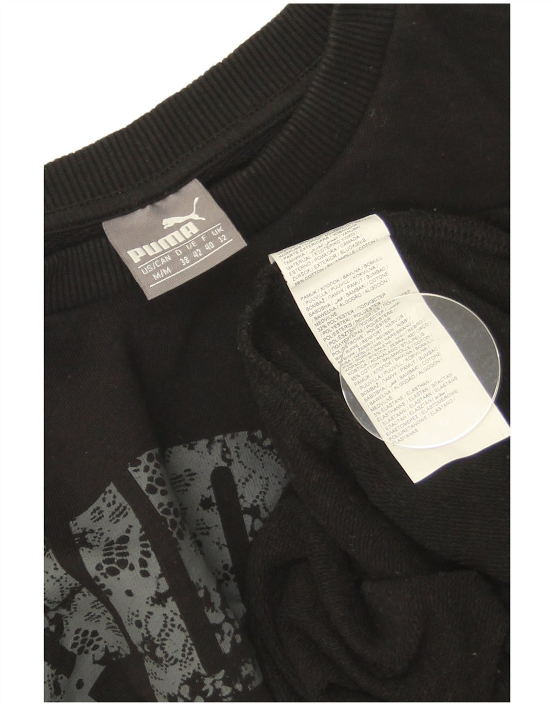 Damska bluza Puma Graphic Jumper UK 12 Średnia czarna bawełna