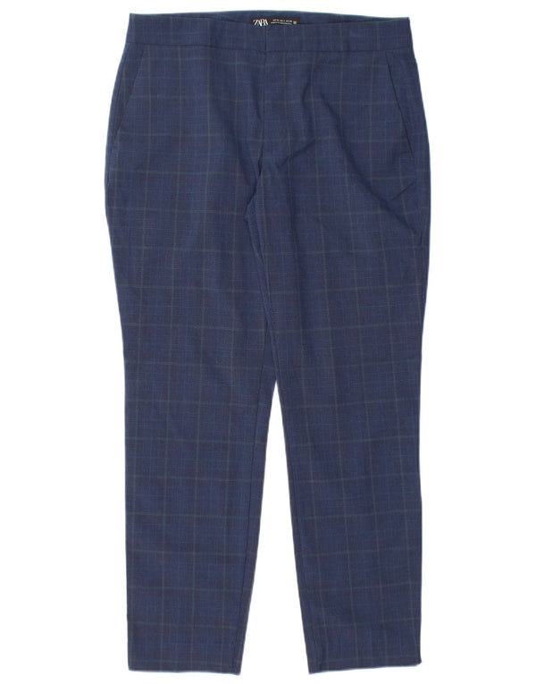 Spodnie damskie Zara Slim Chino EU 36 XS W28 L26 Granatowa, poliestrowa kratka