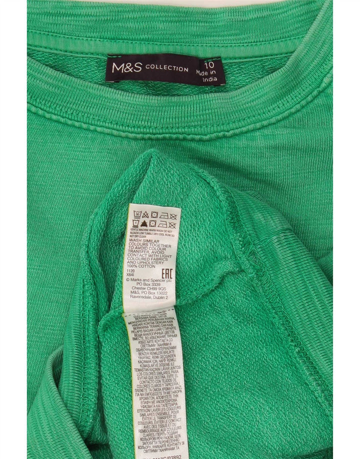 Marks & Spencer Damski sweter oversize UK 10, mały, zielony, bawełniany
