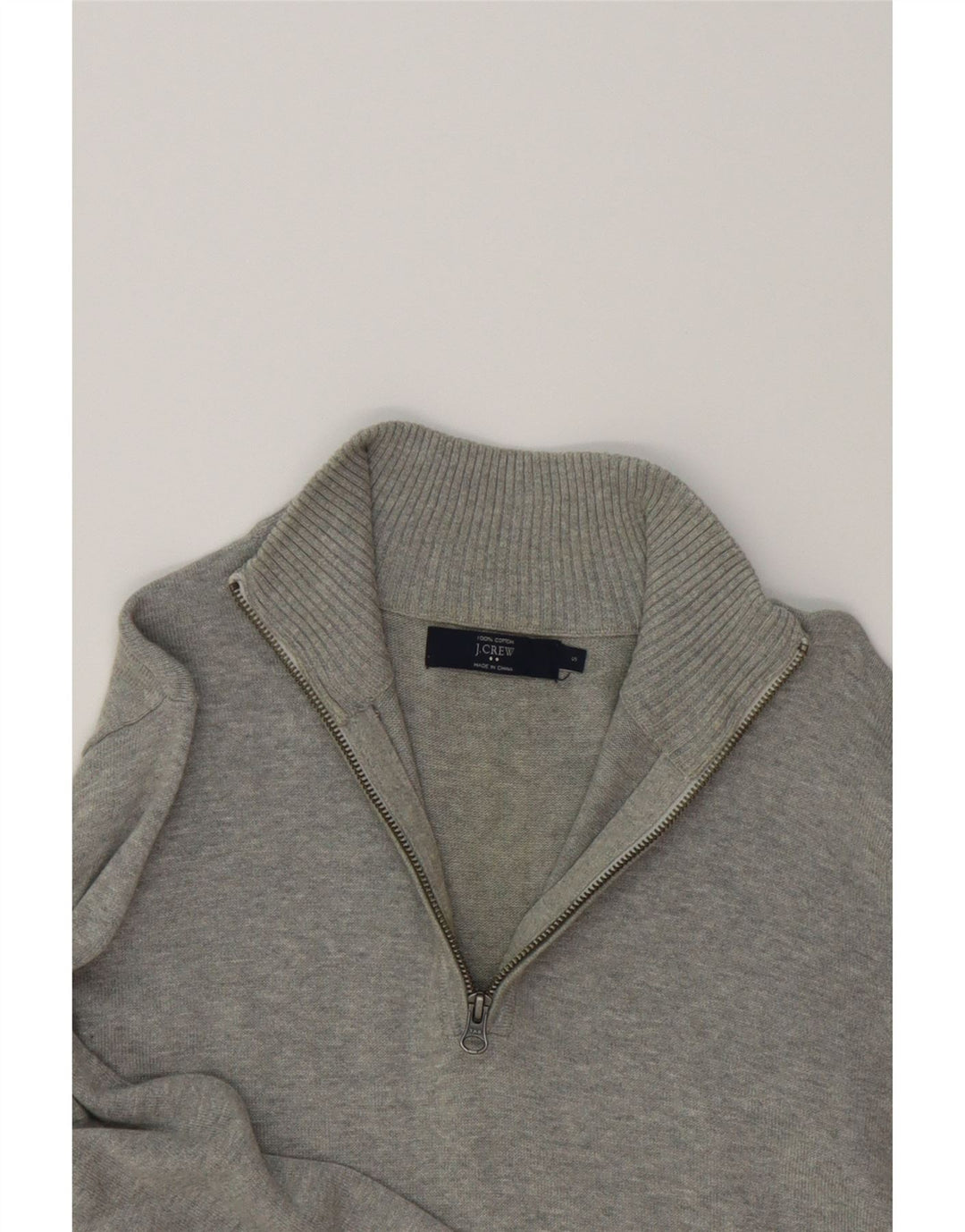 J. CREW Womens Zip Neck Jumper Sweater UK 10 Small Grey Cotton Vintage J. Crew and Second-Hand J. Crew from Messina Hembry 