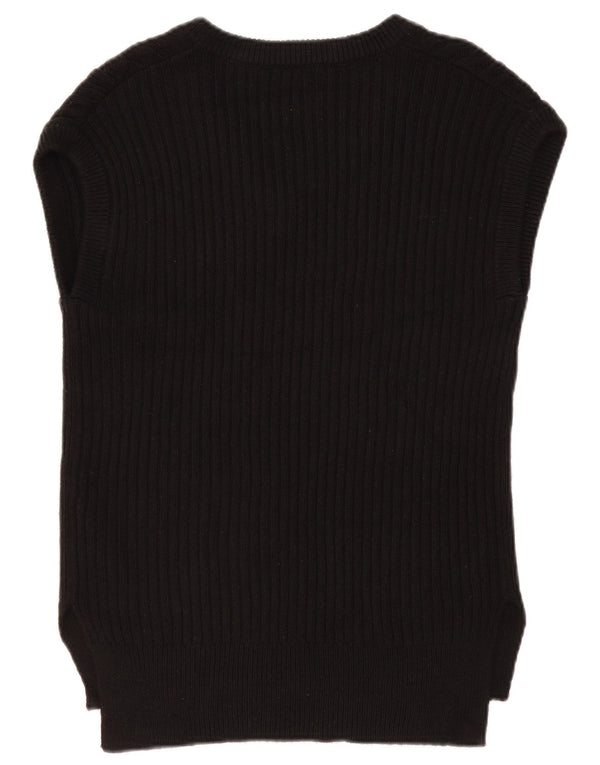 MARKS & SPENCER Damski podkoszulek z kamizelką oversize UK 10, mały, czarny, bawełniany