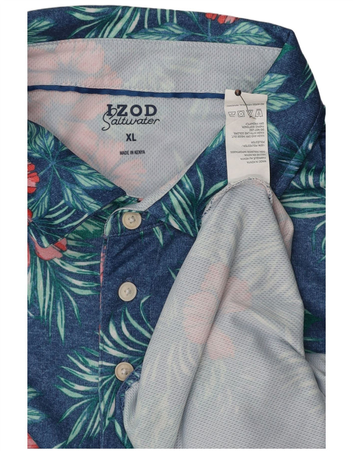 Męska koszulka polo IZOD Salt Water XL, niebieska, w kwiaty, poliester