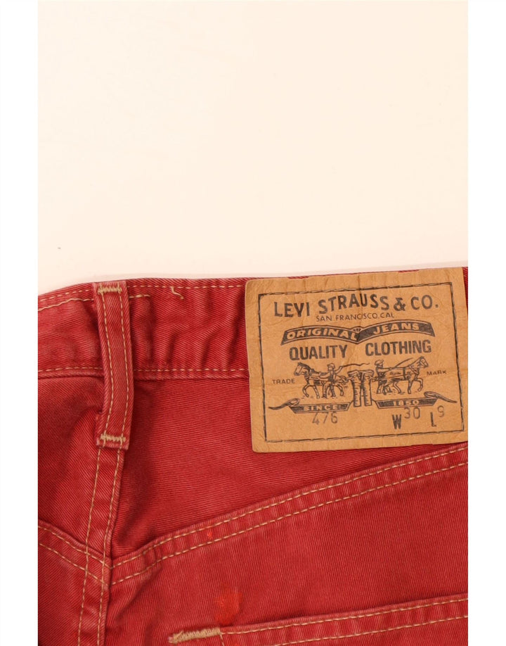 Męskie spodenki jeansowe LEVI'S 476 W30 Średnio czerwone, bawełniane