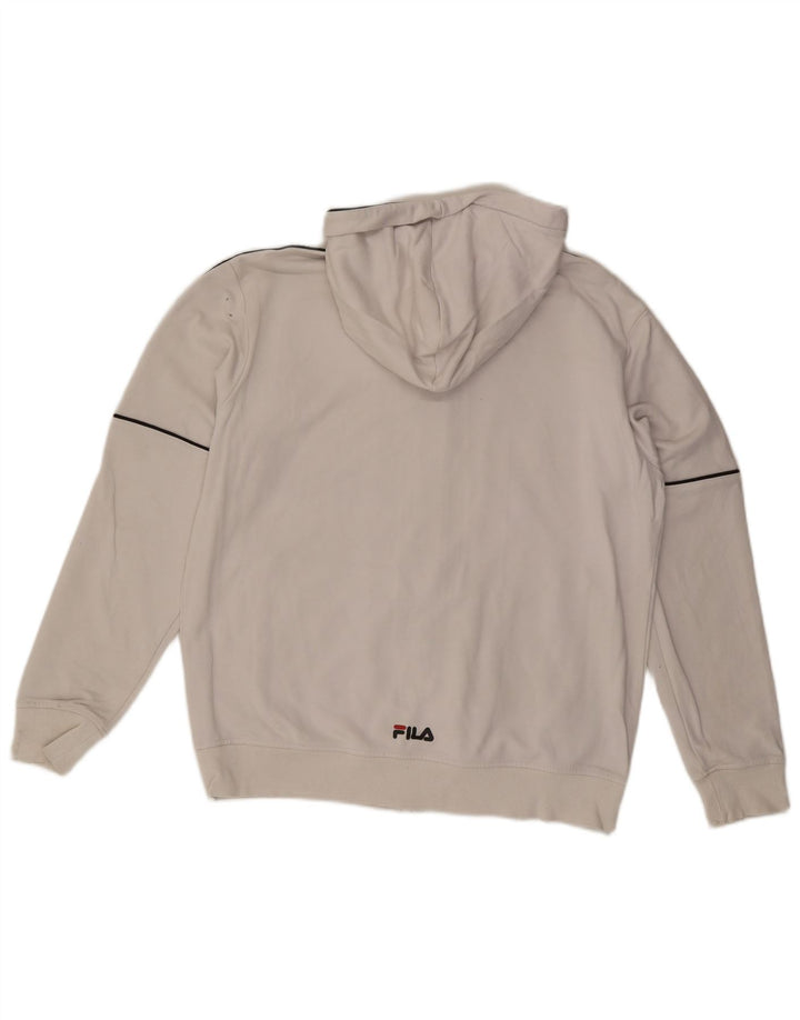 Męski sweter FILA z grafiką i zamkiem błyskawicznym, duży, biały, bawełniany z blokami kolorów