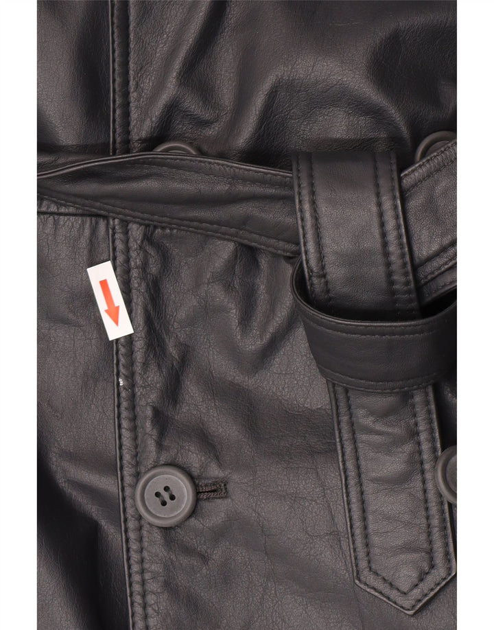 Męski skórzany dwurzędowy płaszcz Machiavelli IT 48 Średniej szarej skóry