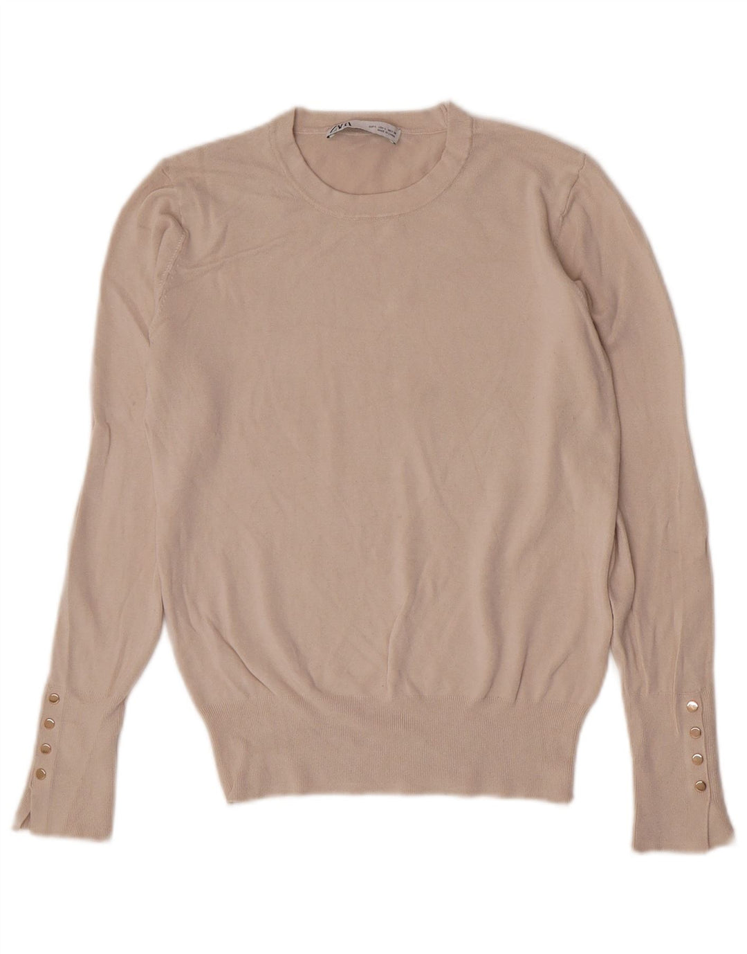 Sweter damski Zara z okrągłym dekoltem UK 14, duży, beżowy