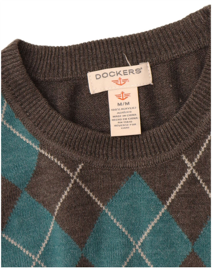 Męski sweter z wycięciem pod szyją Dockers, średnioszary, Argyle/Diamentowy akryl