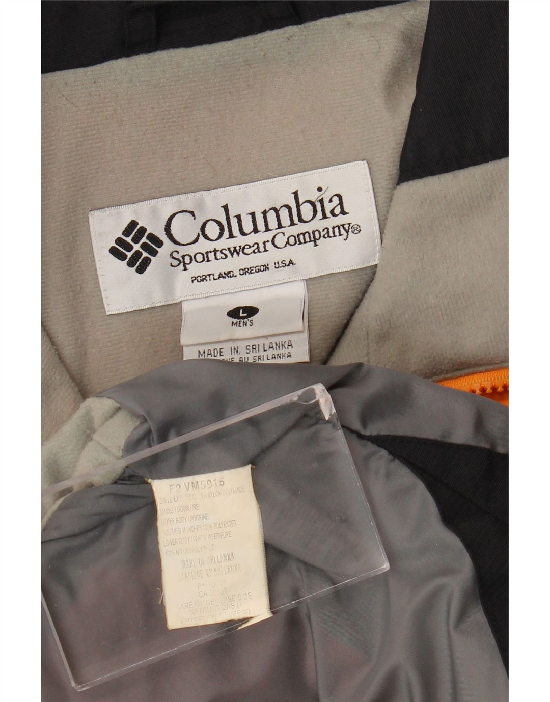 Męska kurtka wiatrówka Columbia UK 40, duży pomarańczowy nylon w blokach kolorów