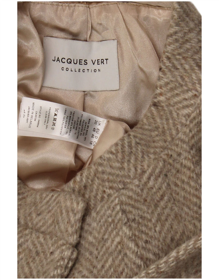 JACQUES VERT Płaszcz damski UK 20 XL Szara wełna w jodełkę