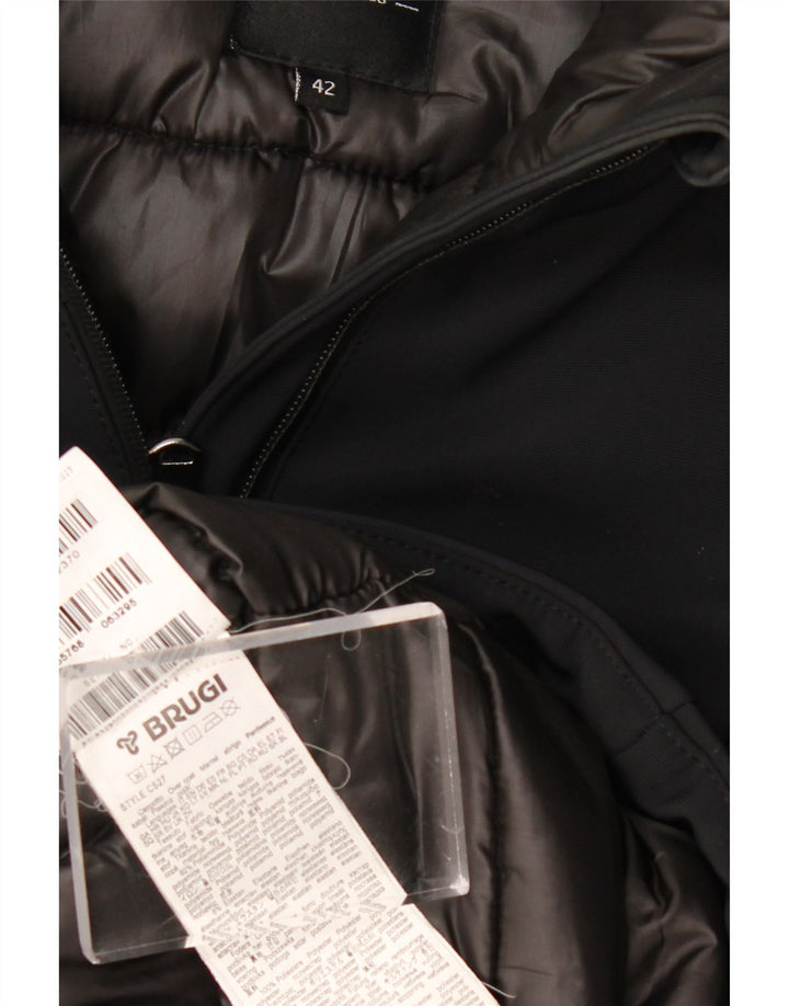 Damski ocieplany płaszcz z kapturem BRUGI IT 42 Średni czarny poliamid