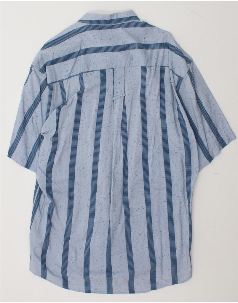 PAL ZILERI Mens Short Sleeve Shirt XL Blue Striped Rayon Vintage Pal Zileri and Second-Hand Pal Zileri from Messina Hembry 