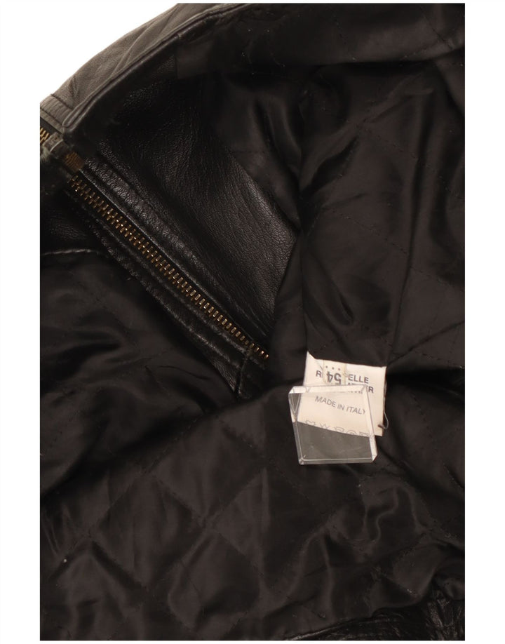 Vintage męska skórzana kurtka racer IT 54 XL czarna skóra