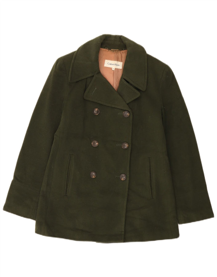 CALVIN KLEIN Damski płaszcz groszkowy US 6, średnia wełna khaki