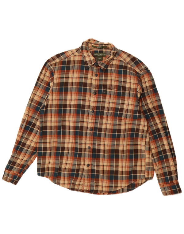 Koszula flanelowa męska Eddie Bauer, duża, bawełniana w beżową kratę