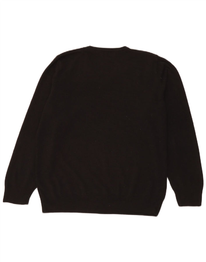 Męski sweter Marks & Spencer Blue Harbor z dekoltem w kształcie litery V, duży, czarny, akrylowy