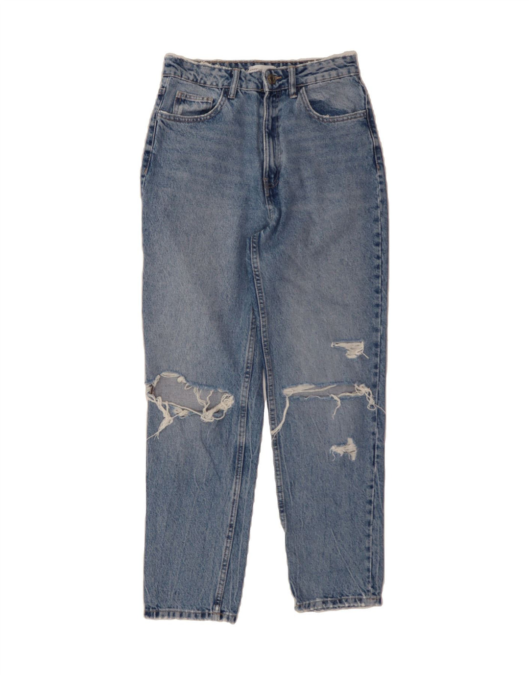 ZARA Womens Distressed Tapered Jeans US 6 Medium W28 L28 Blue Cotton Vintage Zara and Second-Hand Zara from Messina Hembry 