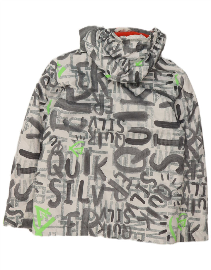 Chłopięca kurtka narciarska z kapturem Quiksilver Graphic na 13-14 lat, duża, szara, poliestrowa