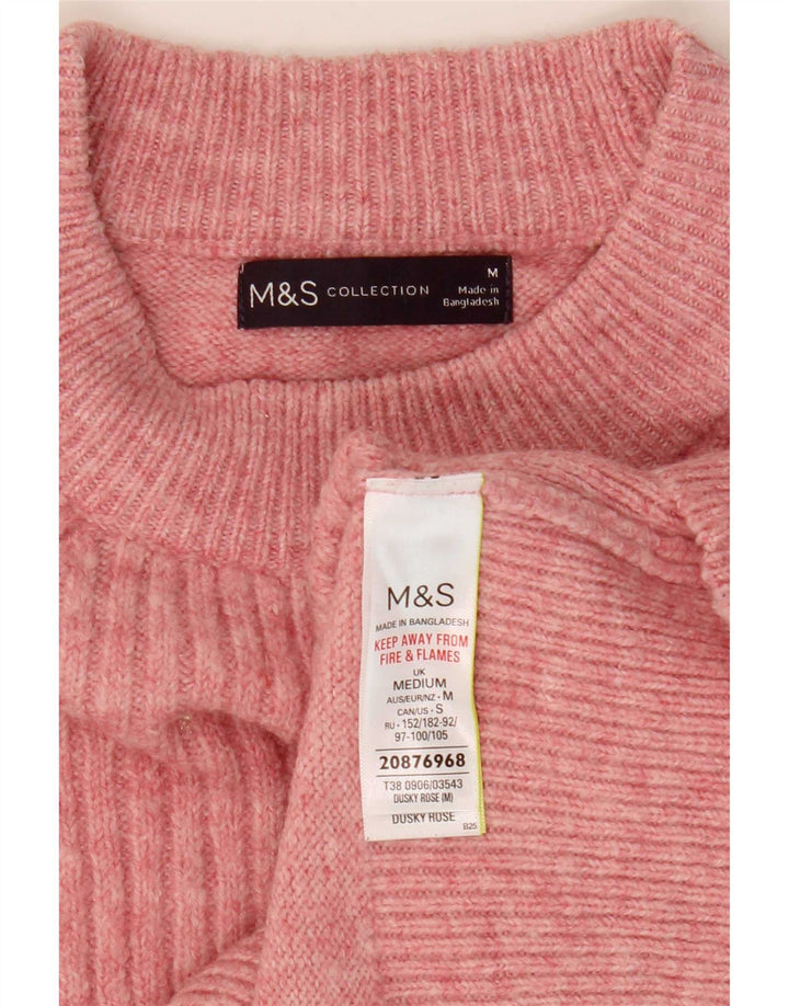 Marks & Spencer Damski sweter z okrągłym dekoltem, UK 14, średni różowy akryl