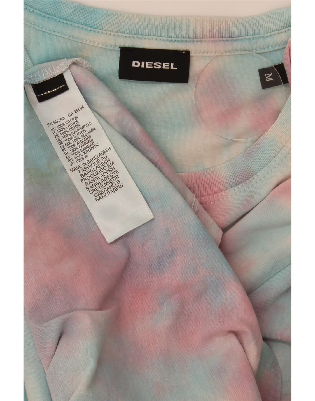 Męska koszulka z grafiką Diesel, średnia, wielobarwna bawełna Tie Dye