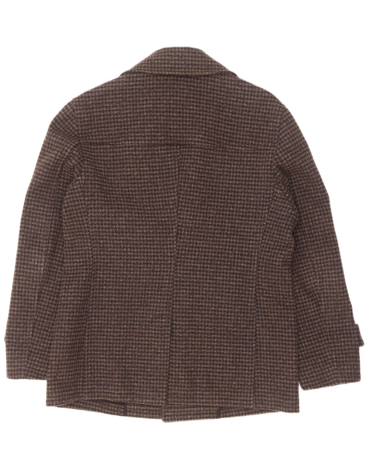 Vintage męski płaszcz w groch IT 54 XL, szara wełna w pepitkę
