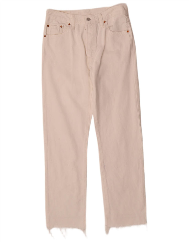 Damskie dżinsy Levi's 501 Straight W29 L28 Biała bawełna