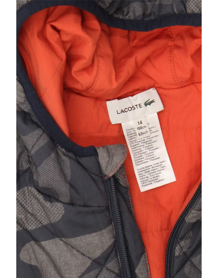 Lacoste Chłopięca wyściełana kurtka z kapturem 13-14 lat, granatowa, kamuflaż