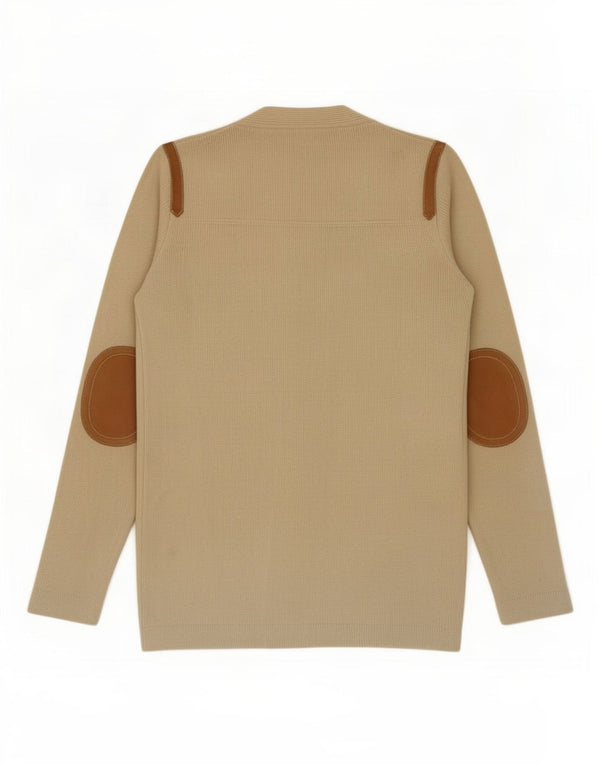 Sweter damski w stylu vintage, rozpinany UK 10, mały, beżowy