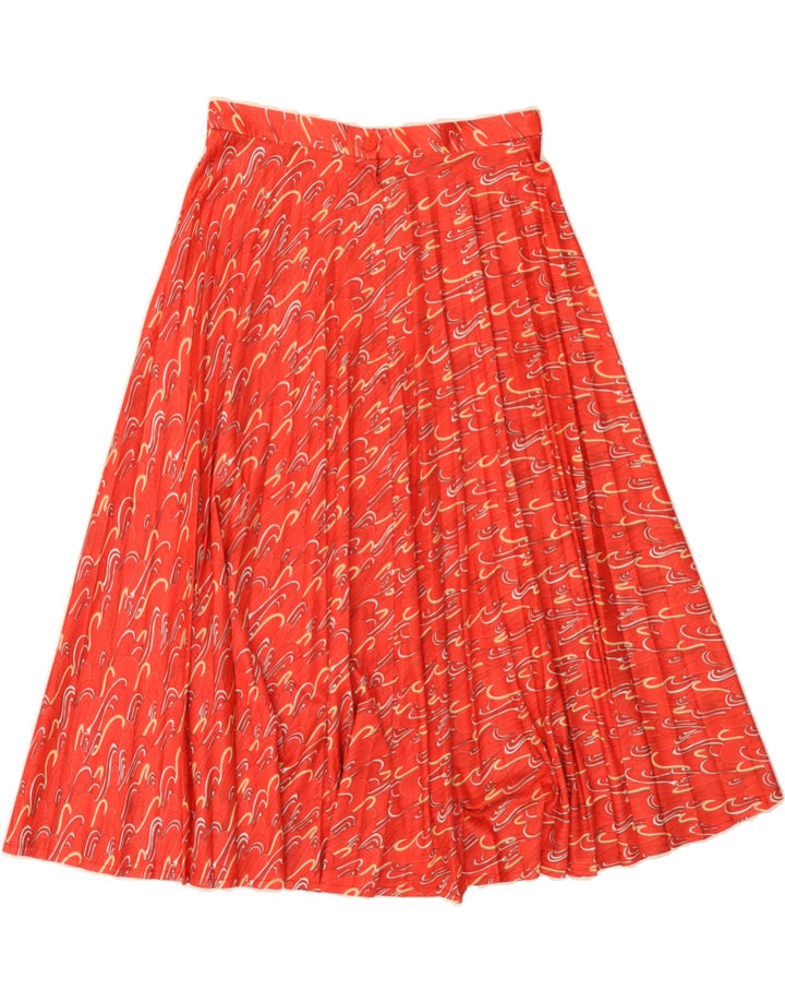 VINTAGE Womens Abstract Pattern Pleated Skirt UK 14 Medium W27 Orange Vintage Vintage and Second-Hand Vintage from Messina Hembry 