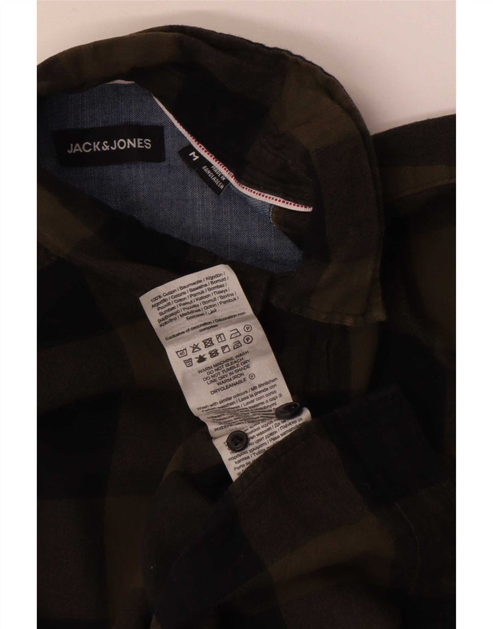 Męska koszula flanelowa Jack & Jones, średnia, bawełniana kratka khaki