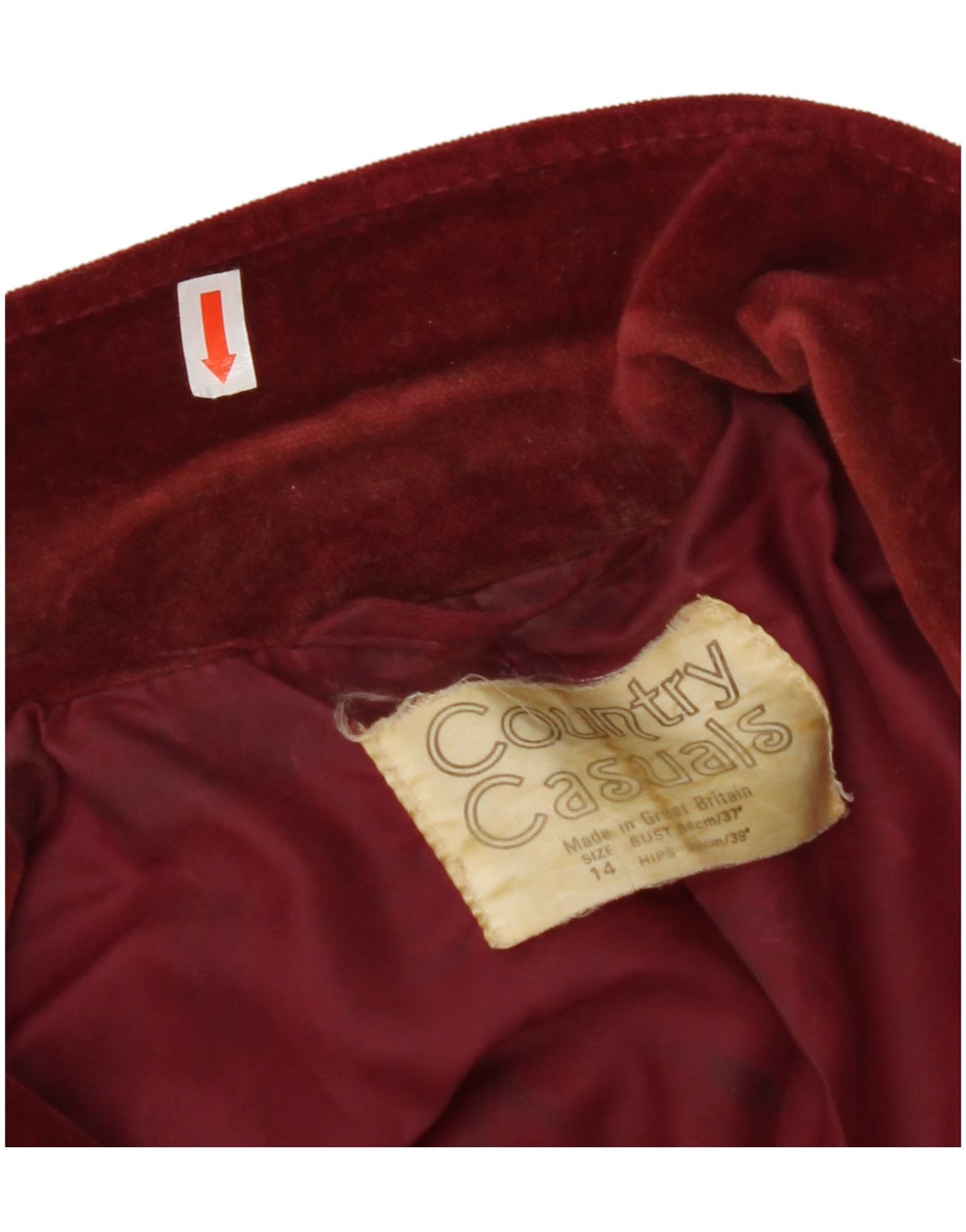 COUNTRY CASUALS Damska aksamitna marynarka zapinana na 2 guziki UK 14, duża, bordowa