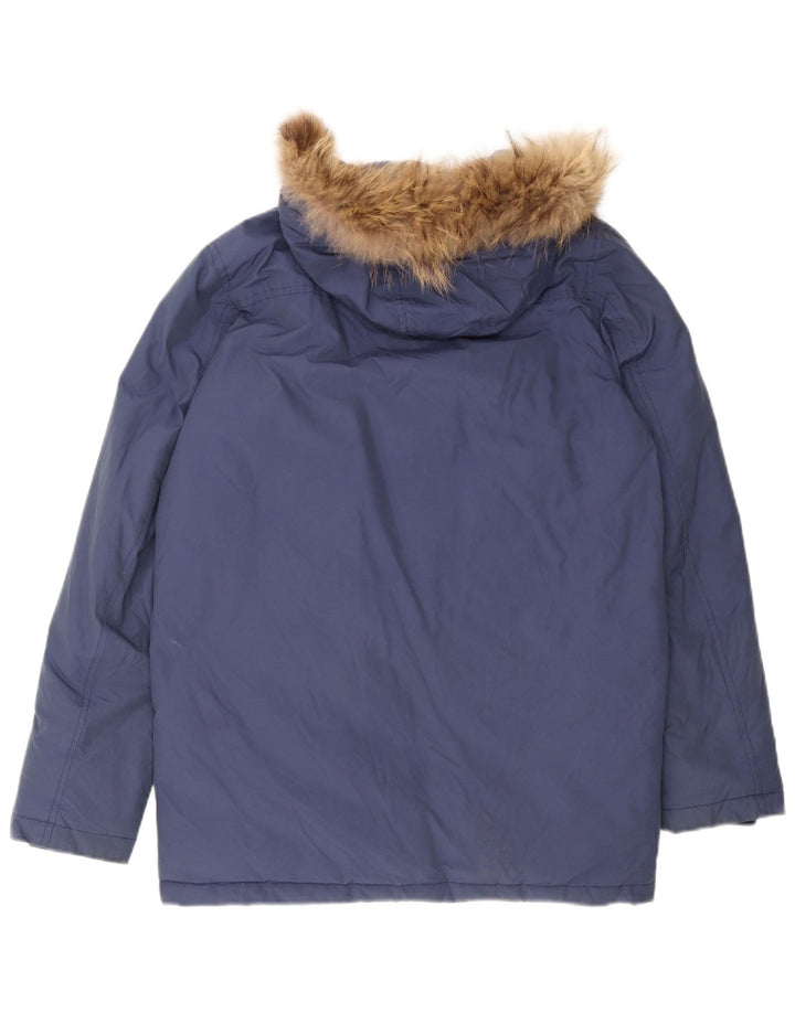 Woolrich Chłopięcy ocieplany płaszcz z kapturem, 13-14 lat, niebieska bawełna