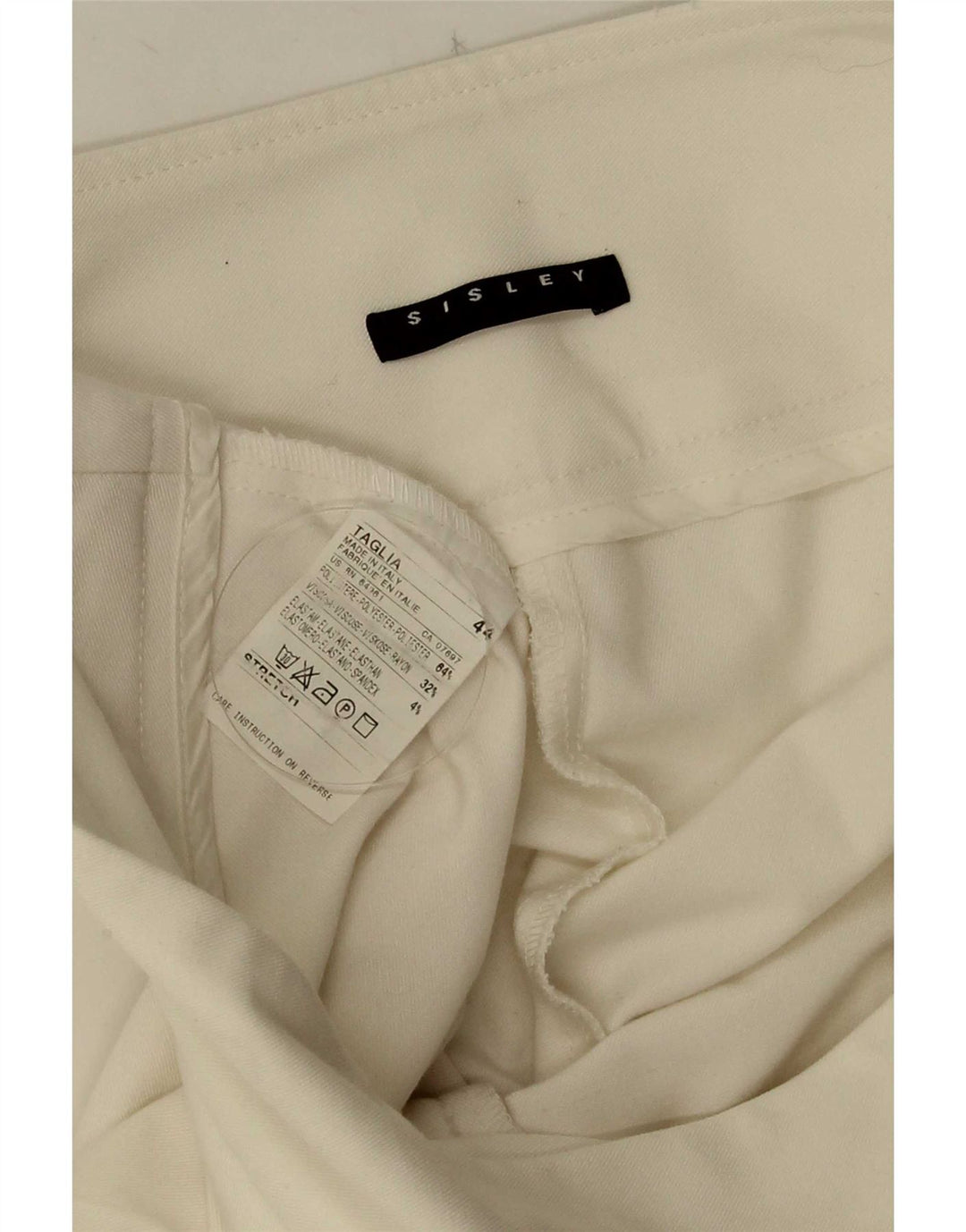 Spodnie damskie Sisley Flare IT 44 Medium W30 L32 Biały poliester