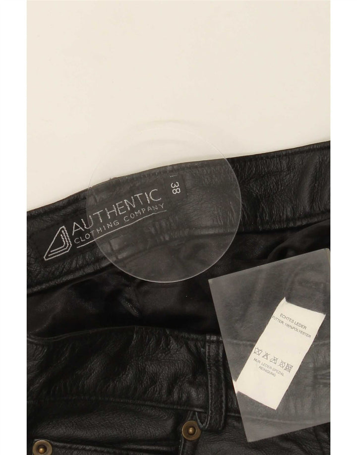 Autentyczne spodnie damskie proste skórzane EU 38 Medium W28 L30 czarne