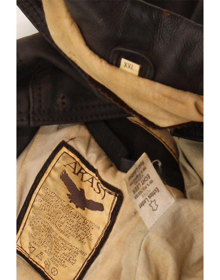 Vintage męska kurtka skórzana UK 44 2XL brązowa