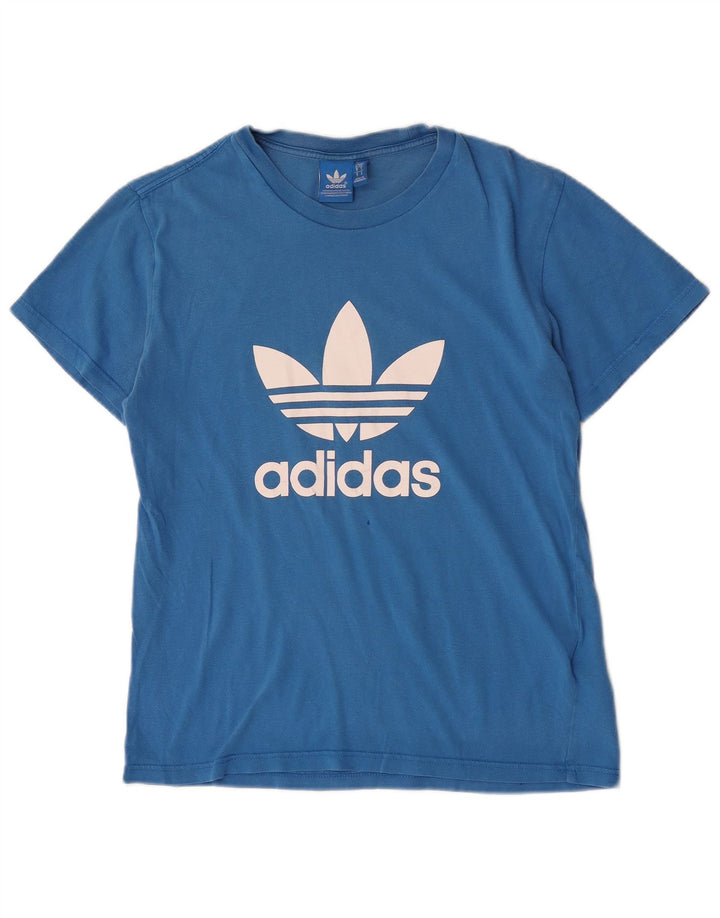 Męska koszulka z grafiką Adidas, mała, niebieska, bawełniana