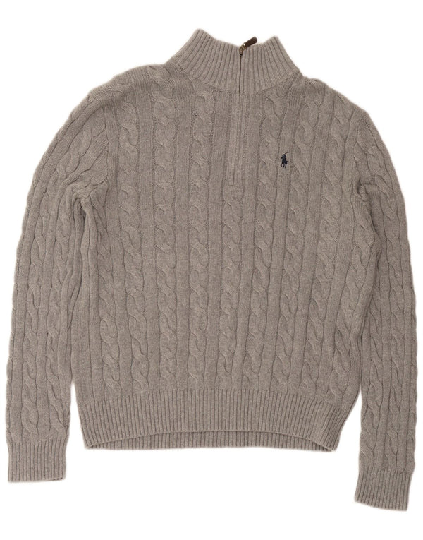 Polo Ralph Lauren Męski sweter z zamkiem błyskawicznym, duży, szary, bawełniany